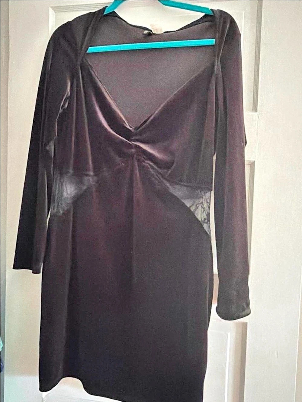 H&M Velvet Lace Mini Dress Black Size XL